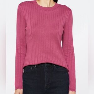41 Hawthorn Deep Pink Ribbed Crewneck Sweater